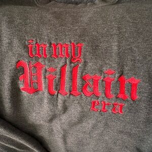 Gray Sweatshirt with Red Embroidery